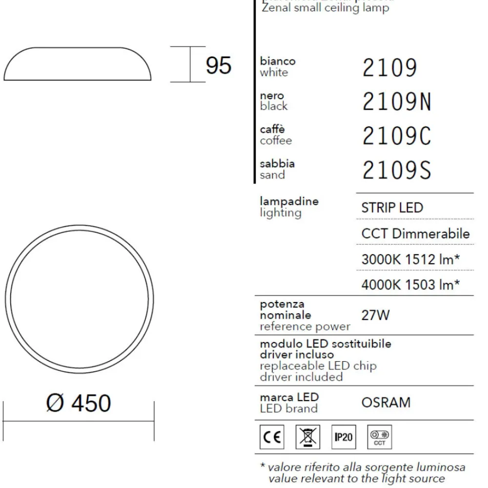 Plafoniere Moderne-IsyLuce plafoniera zenal bianca led 27w 3000k 4000k dimmerabile