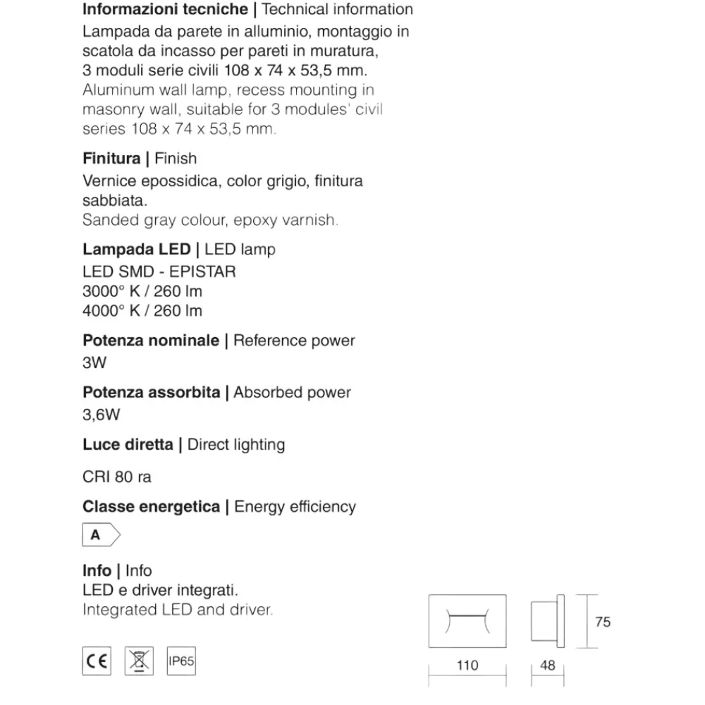 Segnapasso Led-IsyLuce segnapasso led 3w 4000k da incasso bianco per esterno