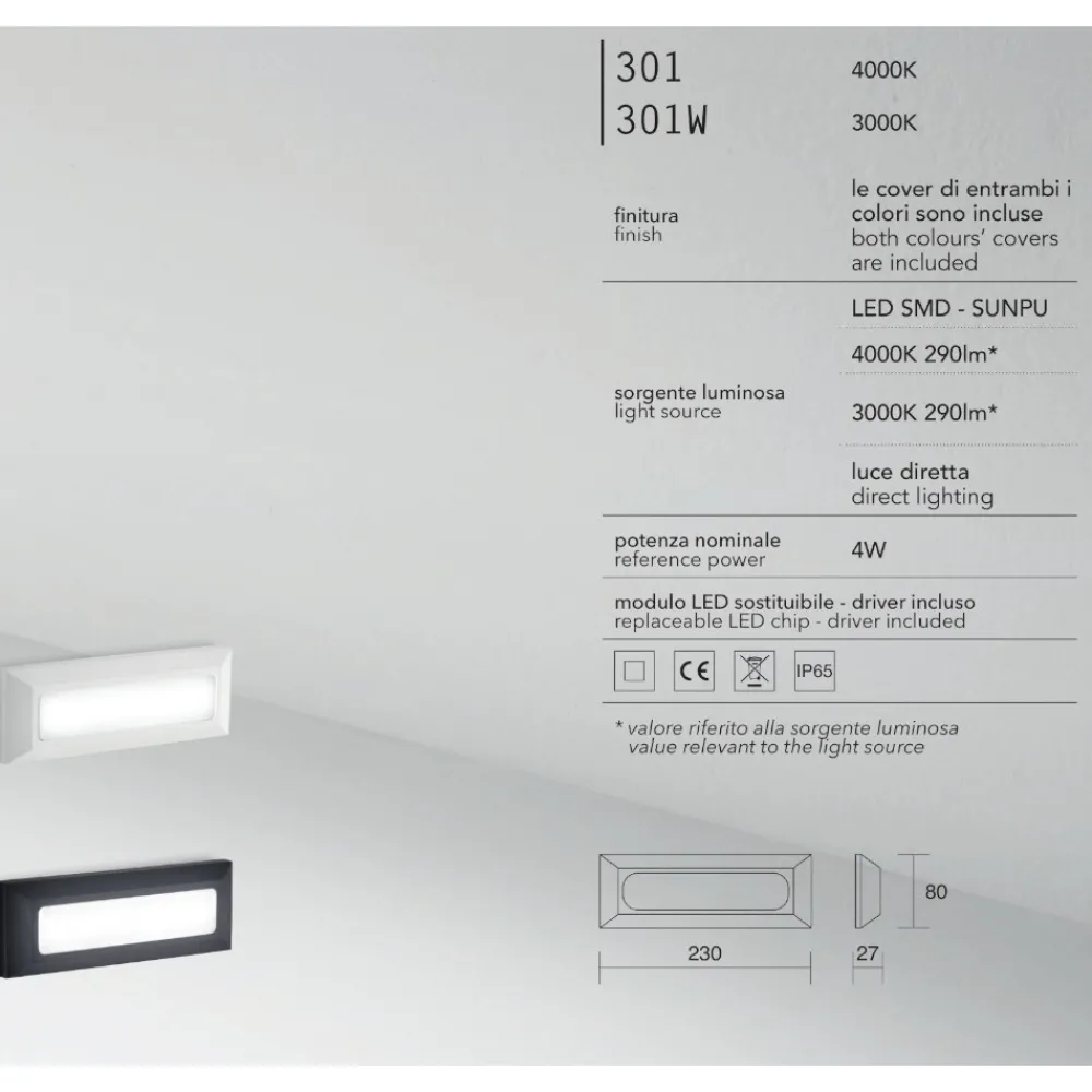 Segnapasso Led-IsyLuce segnapasso per esterno led 4w 4000k cover bianco antracite