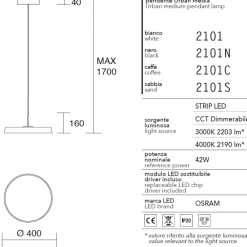 Lampadari Cucina-IsyLuce urban lampadario da cucina sabbia led 42w 3000k 4000k dimmerabile