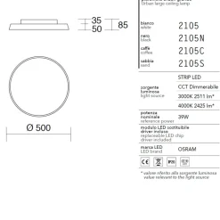 Plafoniere Moderne-IsyLuce urban sabbia plafoniera led 39w 3000k 4000k rotonda dimmerabile