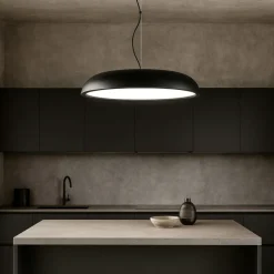 Lampadari Cucina-IsyLuce zenal lampadario da cucina moderna nero led 55w dimmerabile
