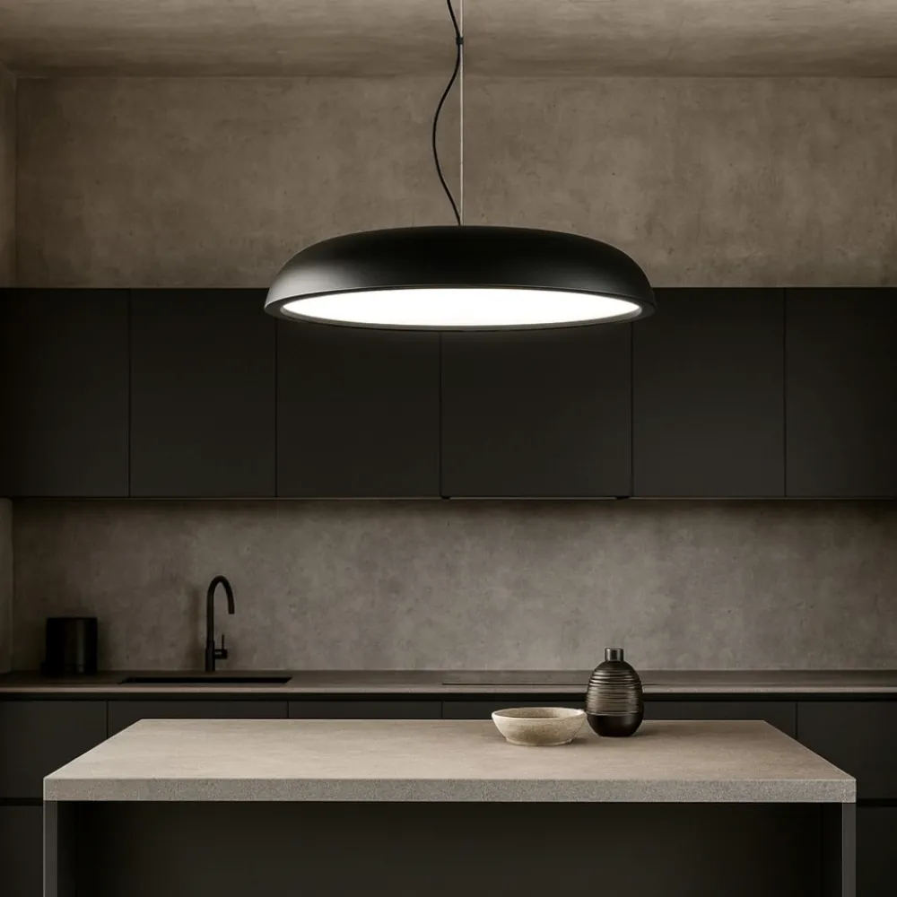Lampadari Cucina-IsyLuce zenal lampadario da cucina moderna nero led 55w dimmerabile
