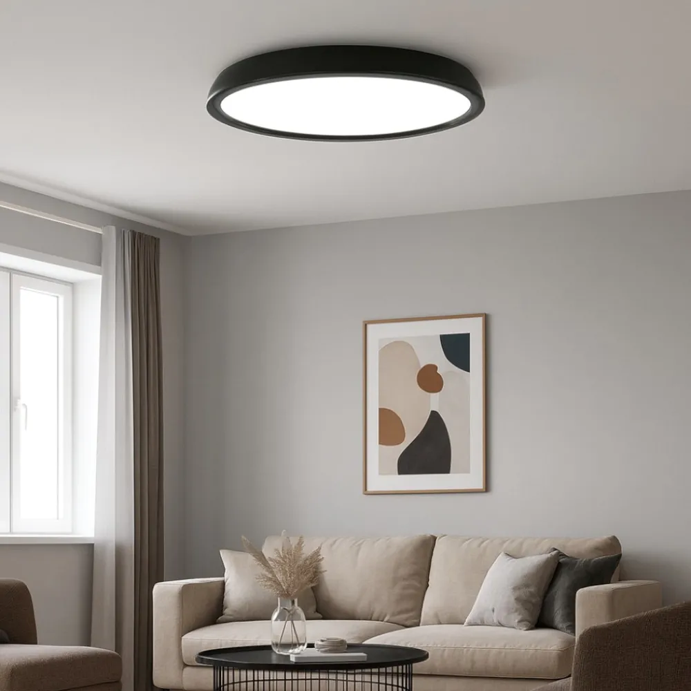 Plafoniere Moderne-IsyLuce zenal plafoniera nera led 55w 3000k 4000k dimmerabile