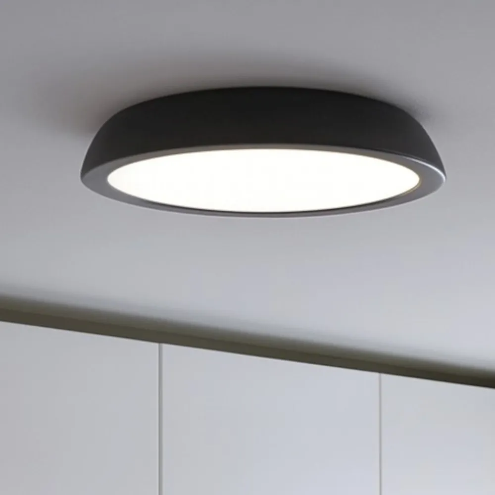 Plafoniere Moderne-IsyLuce zenal plafoniera per cucina led 3000k 4000k dimmerabile nera rotonda
