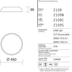 Plafoniere Moderne-IsyLuce zenal plafoniera rotonda led 3000k 4000k dimmerabile