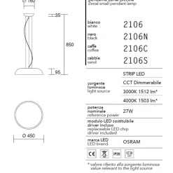 Lampadari Cucina-IsyLuce zenel lampada a sospensione sabbia moderna led 27w dimmerabile