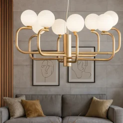 Lampadari Moderni-Ondaluce Jeppy lampadario metallo oro 8 luci sfere vetro