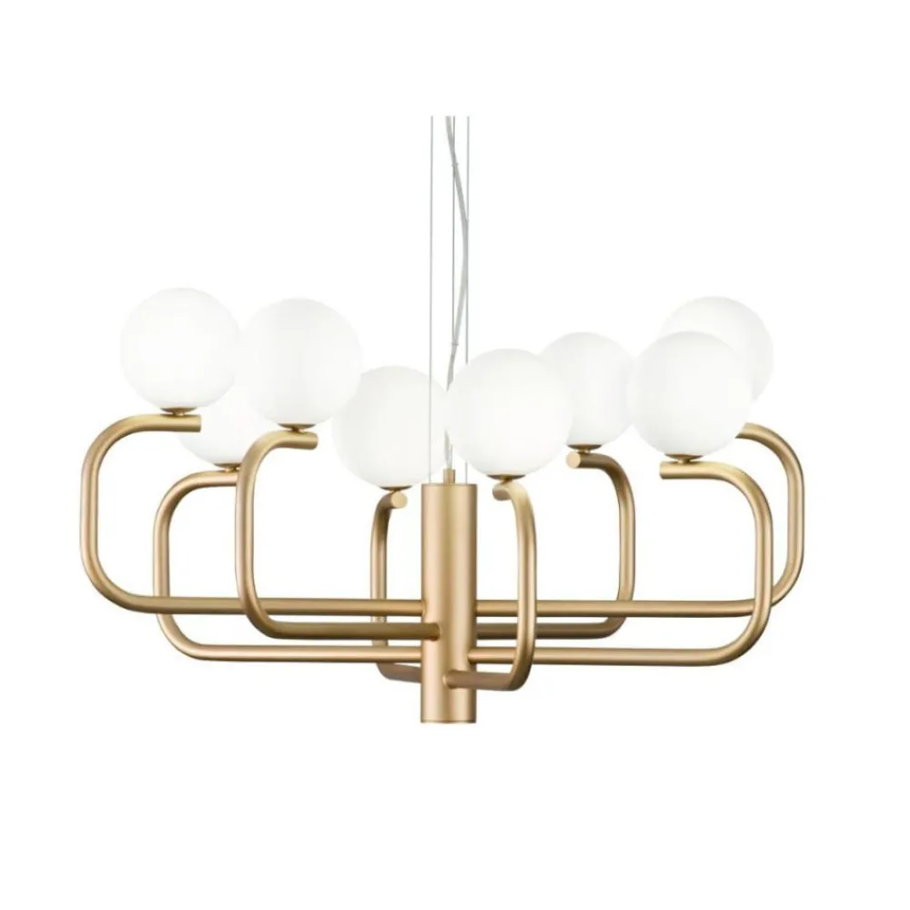 Lampadari Moderni-Ondaluce Jeppy lampadario metallo oro 8 luci sfere vetro