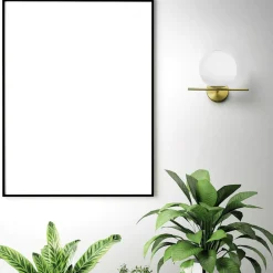 Applique Da Parete-Miloox Jugen applique da interno oro sfera vetro bianco