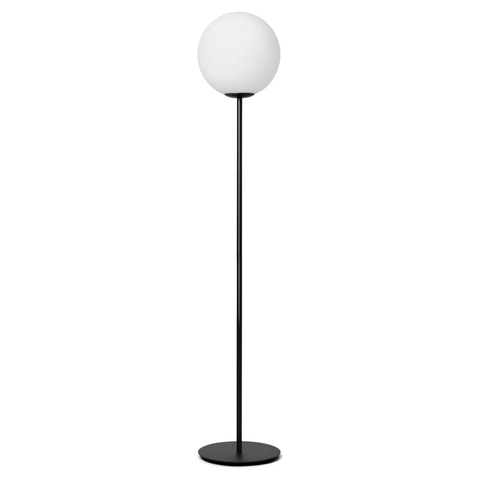 Lampade Da Terra-Miloox Jugen piantana nera moderna sfera bianca