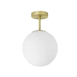 Plafoniere Moderne-Miloox Jugen plafoniera moderna oro ottone sfera vetro bianco
