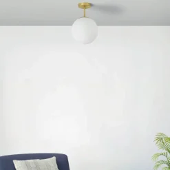 Plafoniere Moderne-Miloox Jugen plafoniera moderna oro ottone sfera vetro bianco