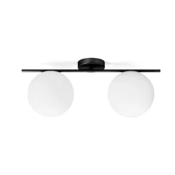 Plafoniere Moderne-Miloox Jugen plafoniera nera moderna doppia sfera vetro