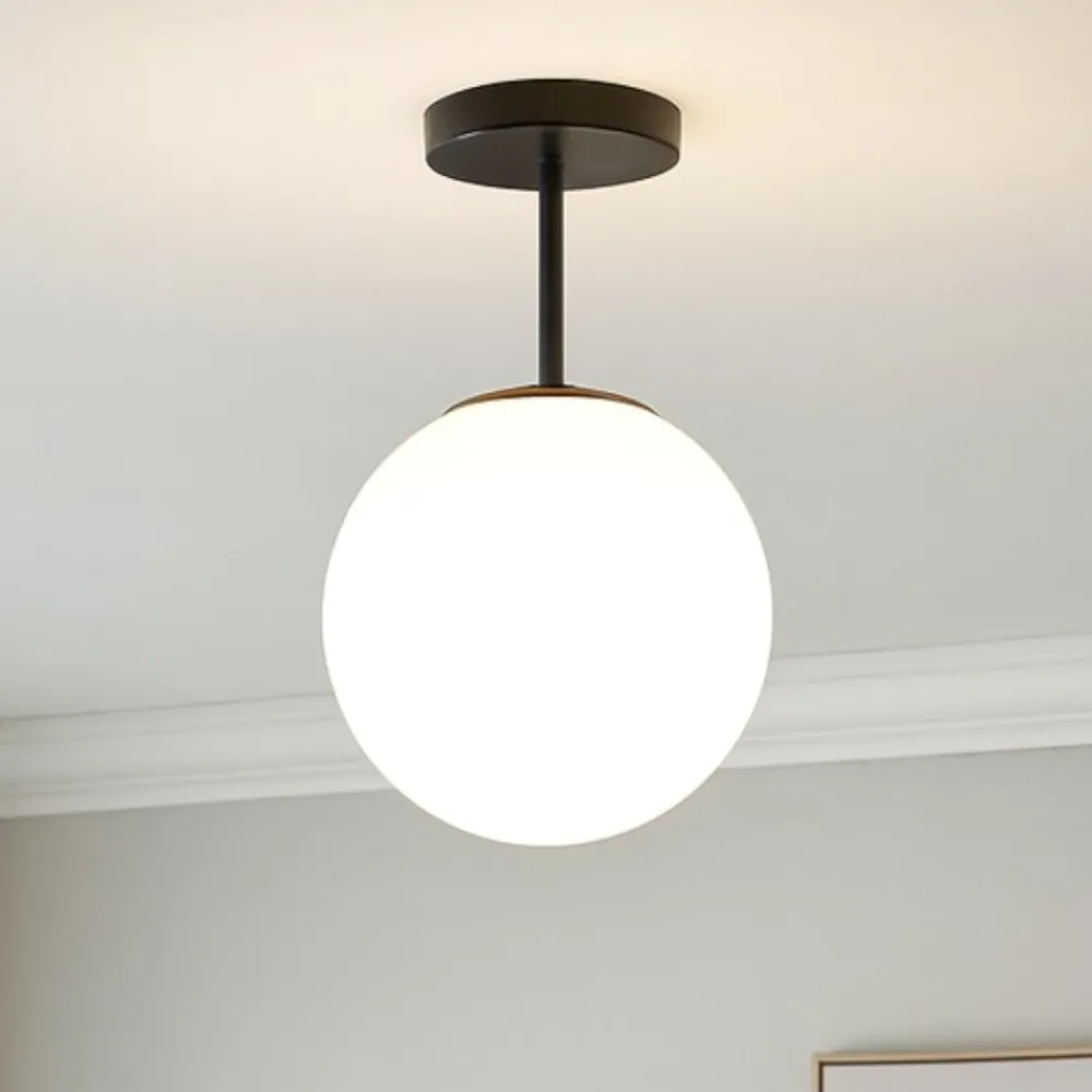 Plafoniere Moderne-Miloox Jugen plafoniera per camera da letto nera boccia vetro bianco