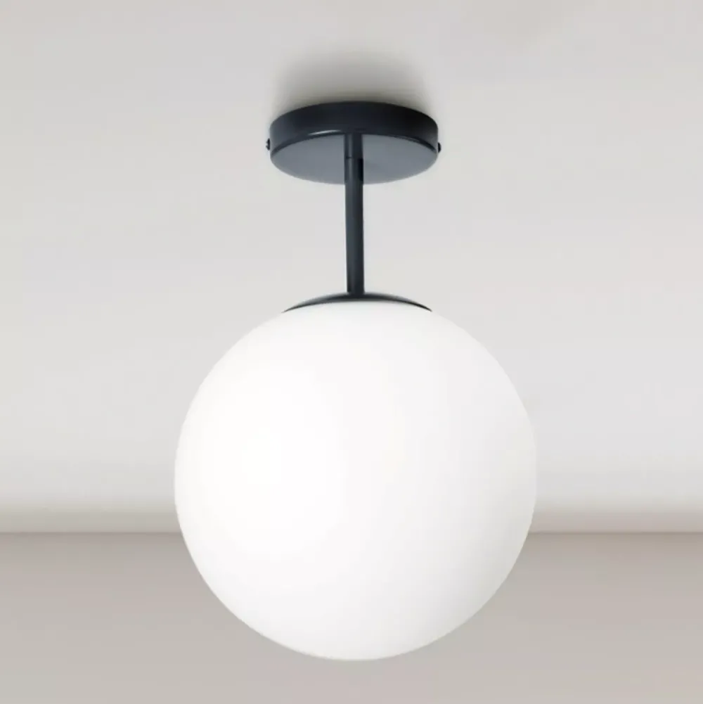 Plafoniere Moderne-Miloox Jugen plafoniera struttura ottanio sfera boccia bianca