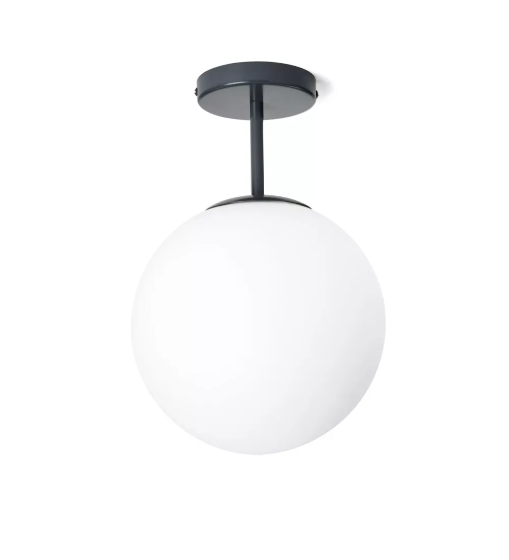 Plafoniere Moderne-Miloox Jugen plafoniera struttura ottanio sfera boccia bianca