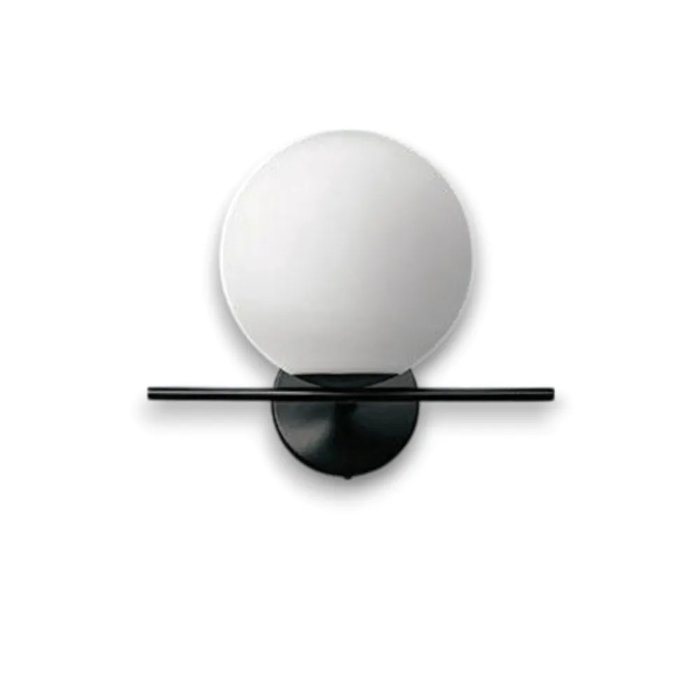 Applique Da Parete-Miloox Jugen sforzin applique moderna nero vetro boccia bianca