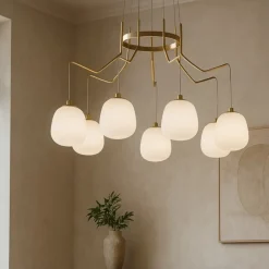 Lampadari Moderni-Ideal Lux Karousel lampadario moderno oro sp6 luci per soggiorno