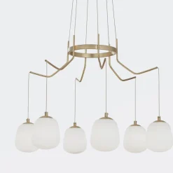 Lampadari Moderni-Ideal Lux Karousel lampadario moderno oro sp6 luci per soggiorno