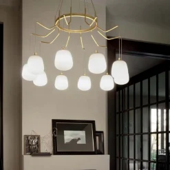 Lampadari Moderni-Ideal Lux Karousel sp10 lampadario oro per soggiorno moderno