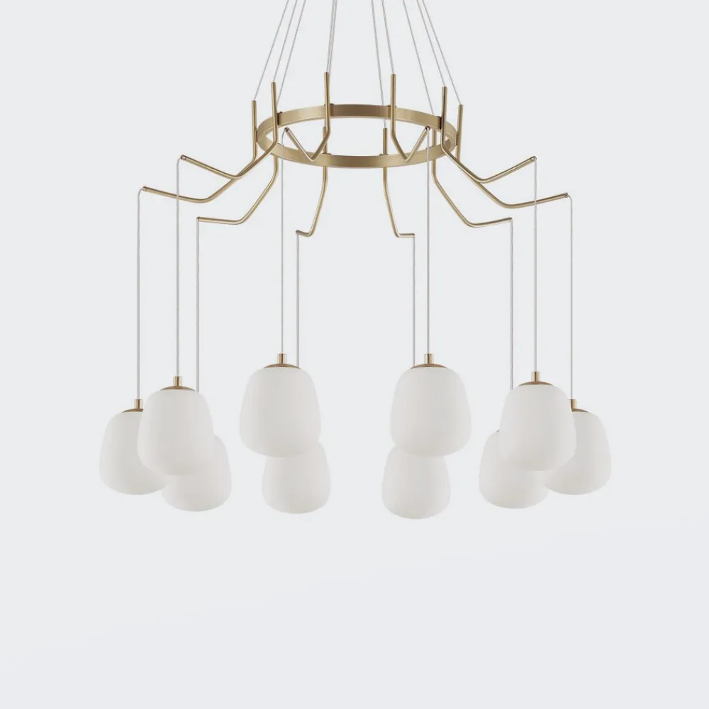Lampadari Moderni-Ideal Lux Karousel sp10 lampadario oro per soggiorno moderno