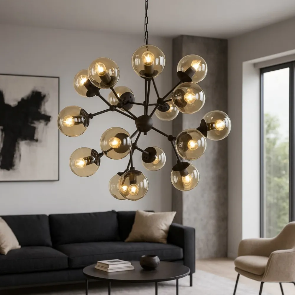 Lampadari Moderni-Ideal Lux Kepler sp18 grande lampadario nero per salotto