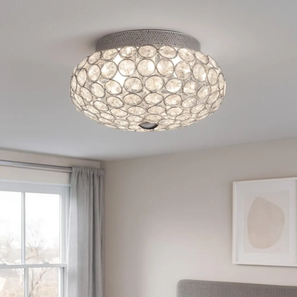 Plafoniere Moderne-Ideal Lux King pl3 plafoniera cromo e cristalli trasparenti molati