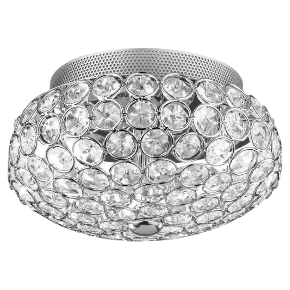 Plafoniere Moderne-Ideal Lux King pl3 plafoniera cromo e cristalli trasparenti molati