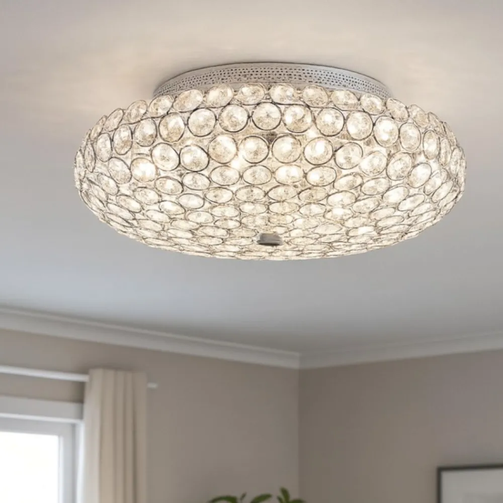 Plafoniere Moderne-Ideal Lux King pl5 plafoniera per camera da letto cromo cristallo
