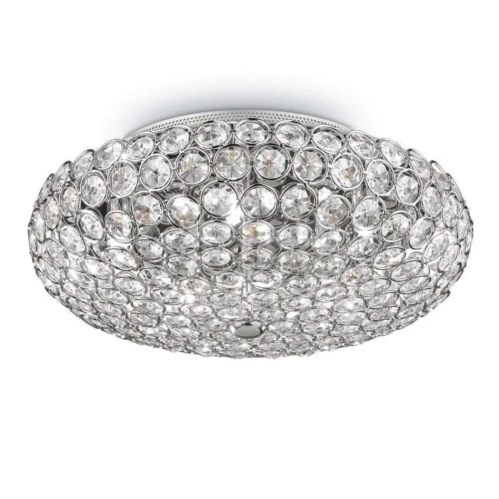 Plafoniere Moderne-Ideal Lux King pl5 plafoniera per camera da letto cromo cristallo