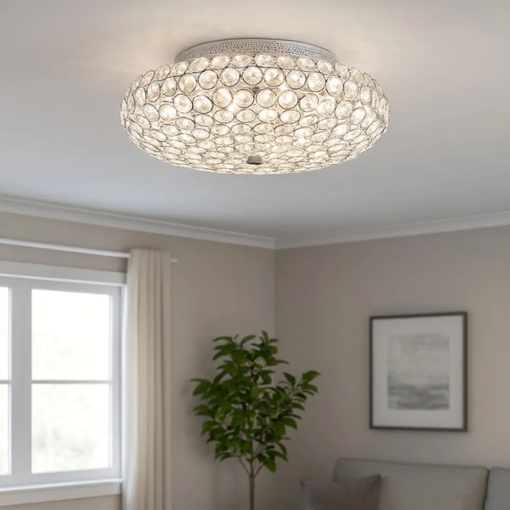 Plafoniere Moderne-Ideal Lux King pl5 plafoniera per camera da letto cromo cristallo