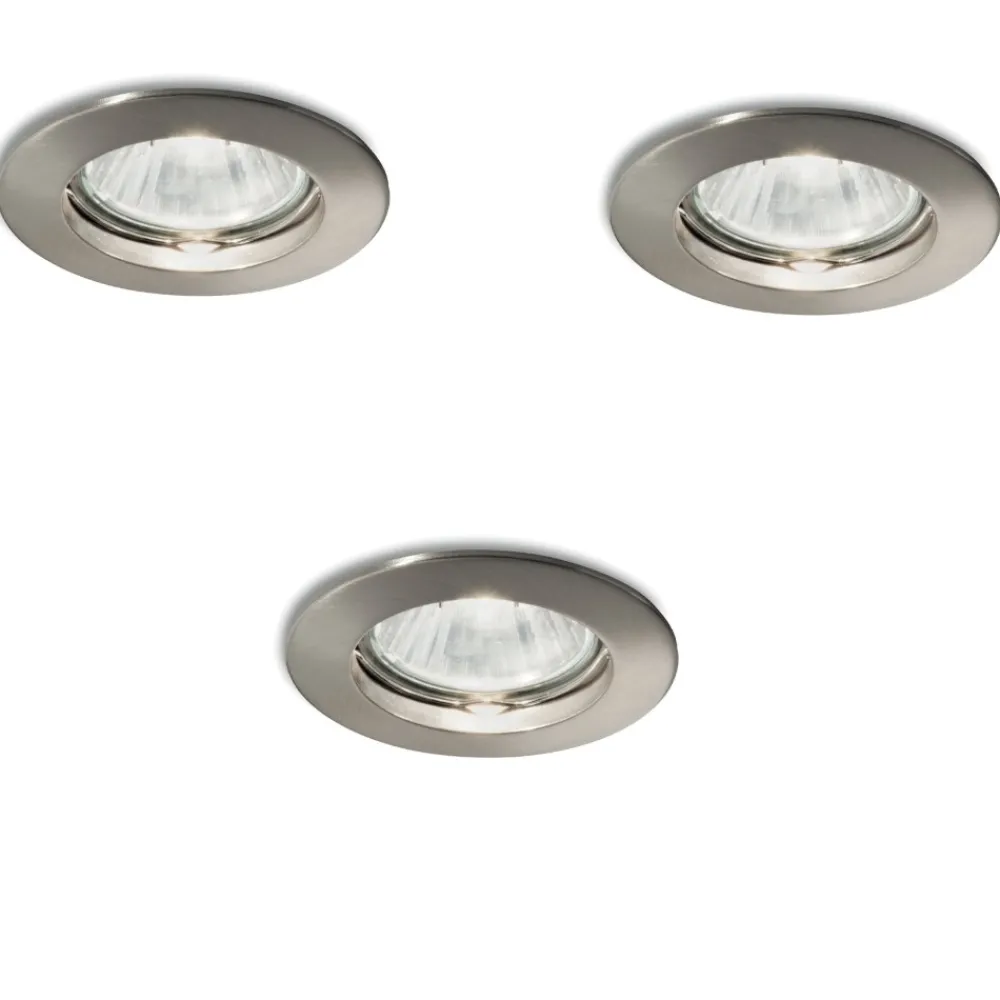 Faretti Da Incasso-Ideal Lux Kit box 3 jazz fi faretto da incasso per cartongesso nickel rotondo