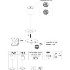 Lampade Da Tavolino Esterno-Selezionato da Mazzolaluce Kit 6 lampade da tavolo grigio senza fili con postazione ricaricabile