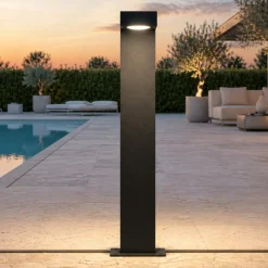 Lampioni Da Giardino-Selezionato da Mazzolaluce Lammpione basso antracite moderno da giardino led 8w 3000k ip54