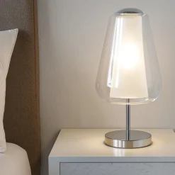 Abat Jour-Top Light Lampada abat-jour per camera da letto da comodino cromo trasparente