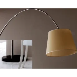 Lampade Da Terra-Selezionato da Mazzolaluce Lampada ad arco base marmo nero paralume pergamena orientabile
