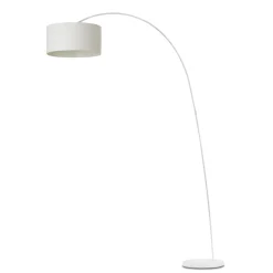 Lampade Da Terra-Selezionato da Mazzolaluce Lampada ad arco bianca moderna con paralume cilindro tessuto