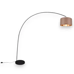 Lampade Da Terra-Selezionato da Mazzolaluce Lampada ad arco da terra flux curva nera paralume tortora