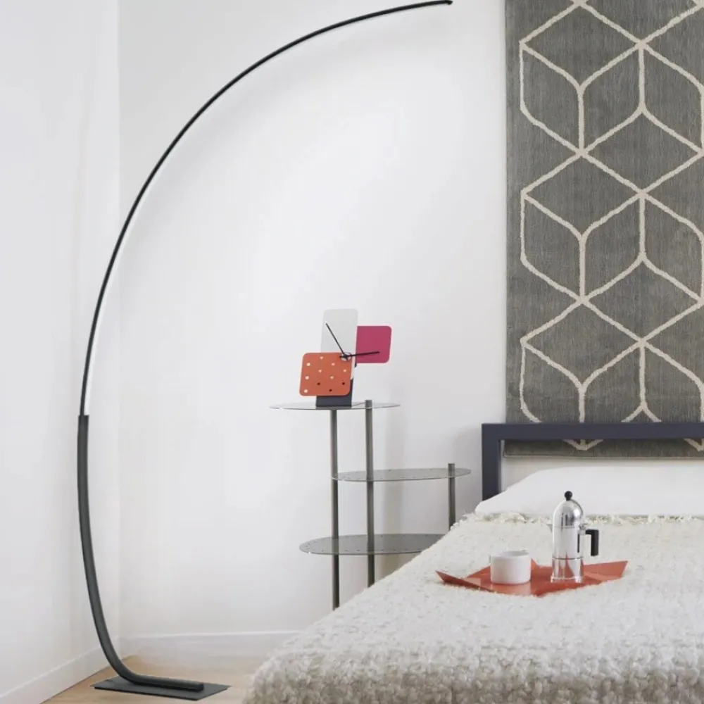 Lampade Da Terra-Ondaluce Lampada ad arco led nera moderna pt keep