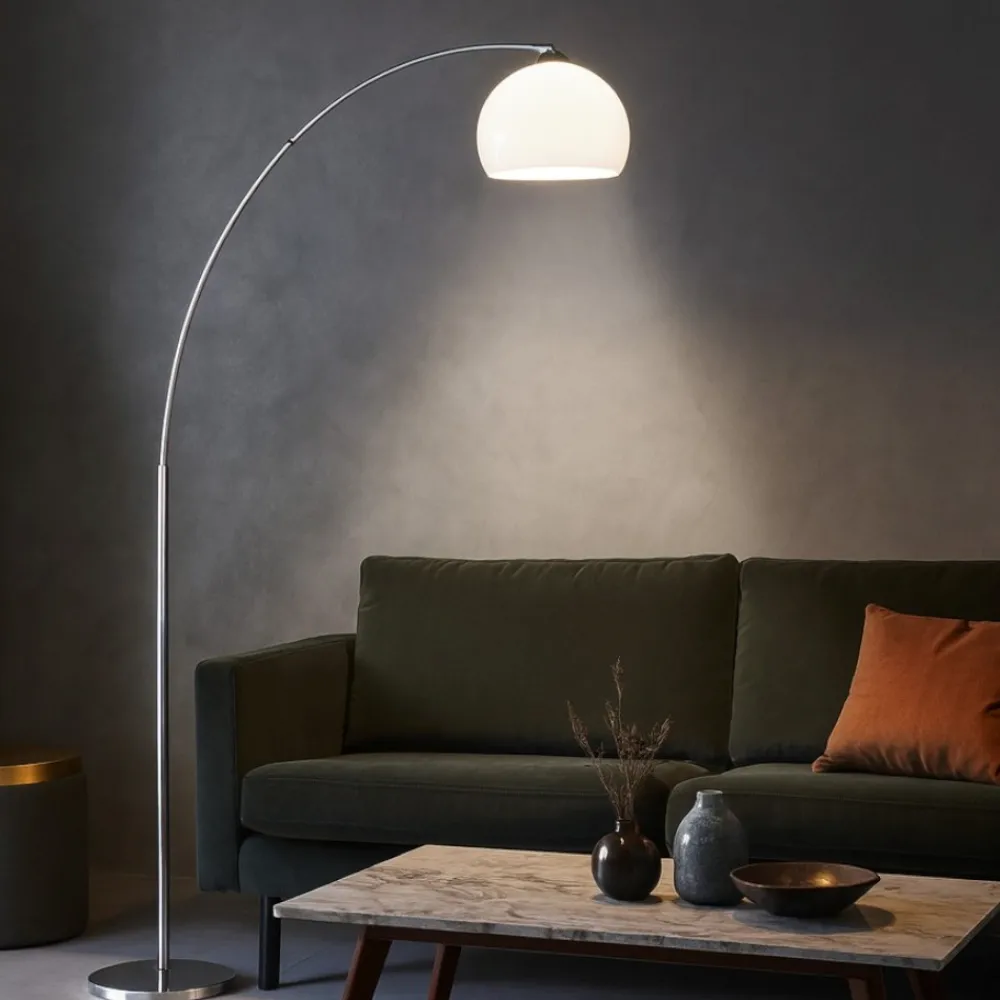 Lampade Da Terra-Selezionato da Mazzolaluce Lampada ad arco moderna colore argento per salotto
