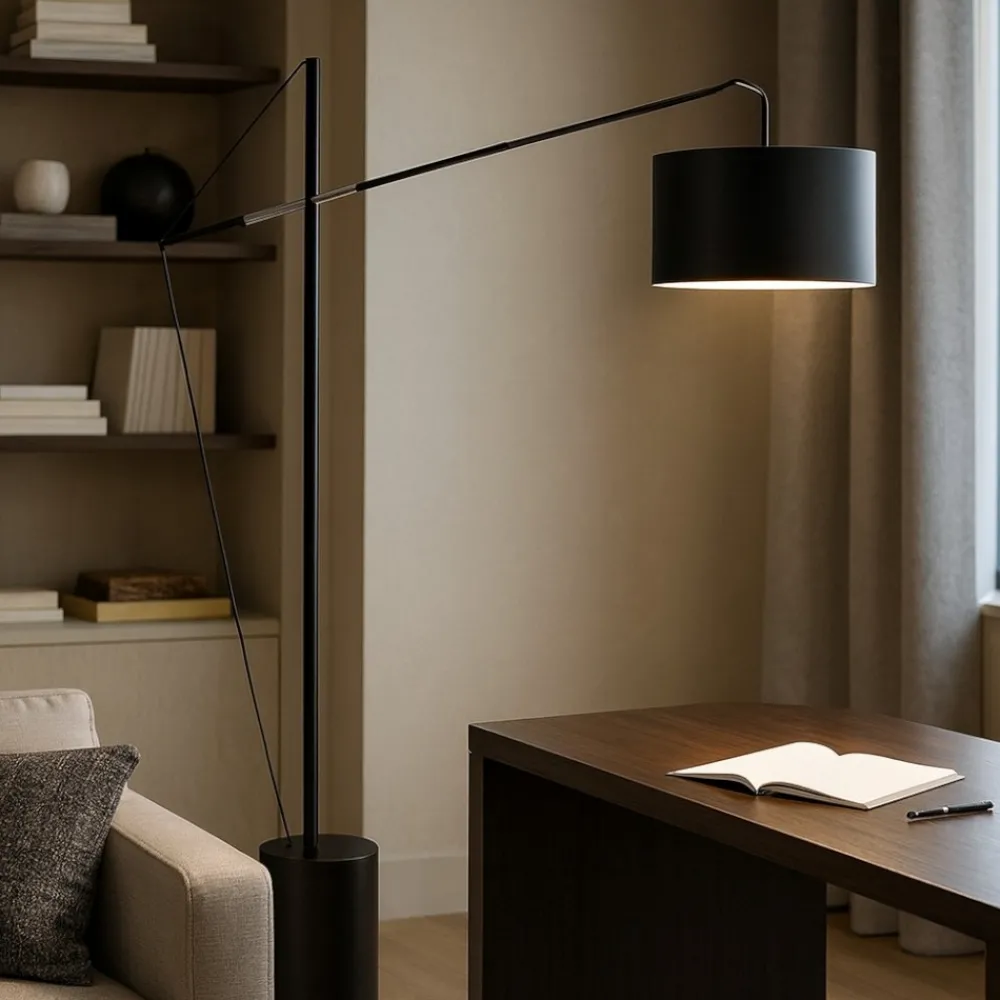 Lampade Da Terra-Selezionato da Mazzolaluce Lampada ad arco moderna orientabile paralume circolare