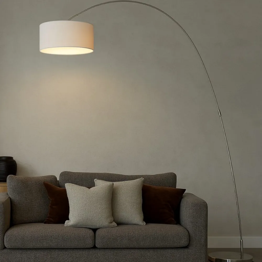 Lampade Da Terra-Selezionato da Mazzolaluce Lampada ad arco moderna stelo grigio nichel