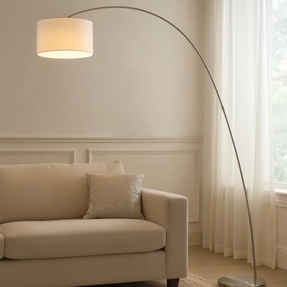 Lampade Da Terra-Selezionato da Mazzolaluce Lampada ad arco moderna stelo grigio nichel
