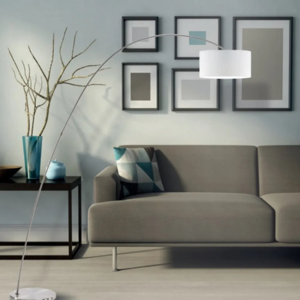 Lampade Da Terra-Selezionato da Mazzolaluce Lampada ad arco moderna stelo grigio nichel