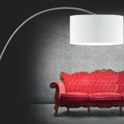 Lampade Da Terra-Selezionato da Mazzolaluce Lampada ad arco moderna stelo grigio nichel