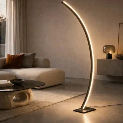 Lampade Da Terra-Ondaluce Lampada ad arco nera tenua led 54w 3000k dimmerabile