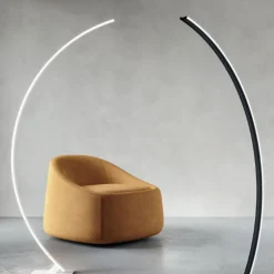 Lampade Da Terra-Ondaluce Lampada ad arco nera tenua led 54w 3000k dimmerabile