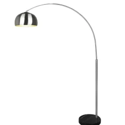 Lampade Da Terra-Selezionato da Mazzolaluce Lampada ad arco parabola cupola nickel base effetto marmo h200 cm