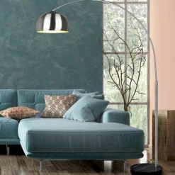 Lampade Da Terra-Selezionato da Mazzolaluce Lampada ad arco parabola cupola nickel base effetto marmo h200 cm